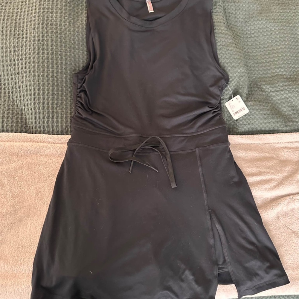 Black Sleeveless Dress with Tie Waist